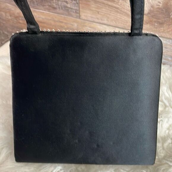 Black Satin Rhinstone Handbag Shoulder Bag Witchy Fairy Whimsical Evening Bag - Picture 5 of 11